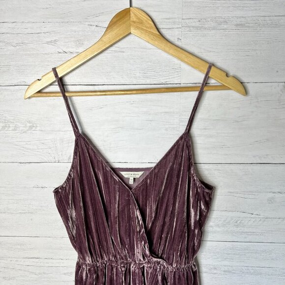 Lucky Brand Dress Womens Size XS Mauve Purple Faux Wrap Velvet Maxi Tulip Hem - Picture 6 of 16